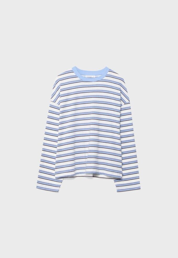 T-shirt oversize à manches longues rayé