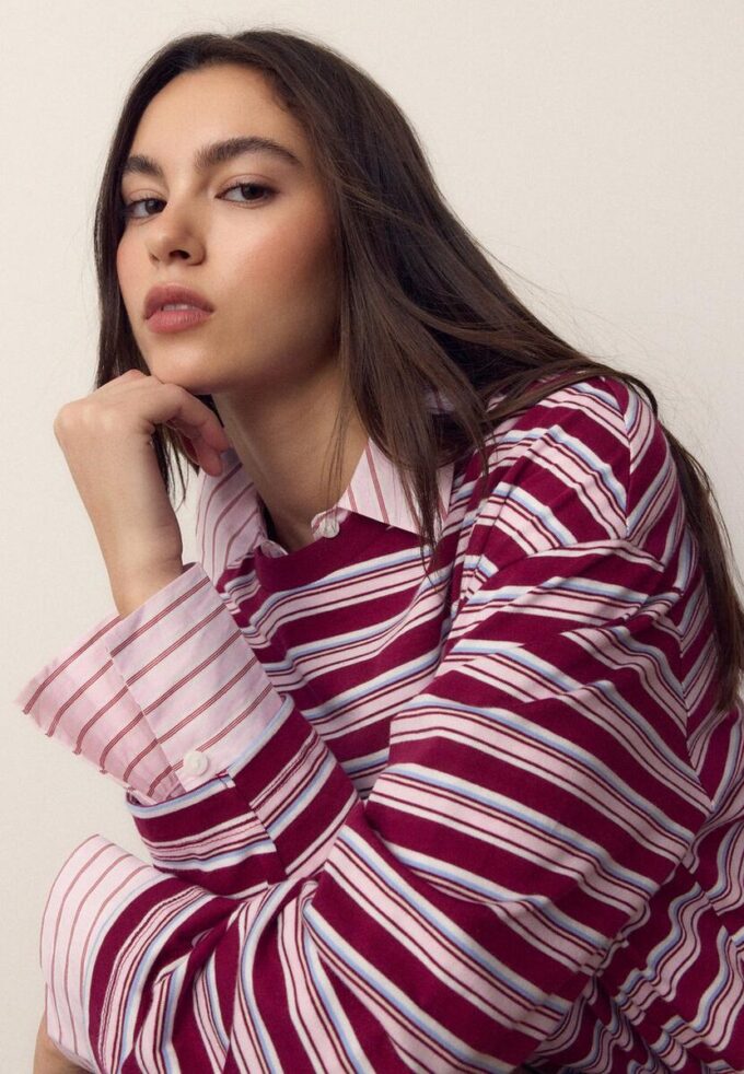 T-shirt oversize à manches longues rayé