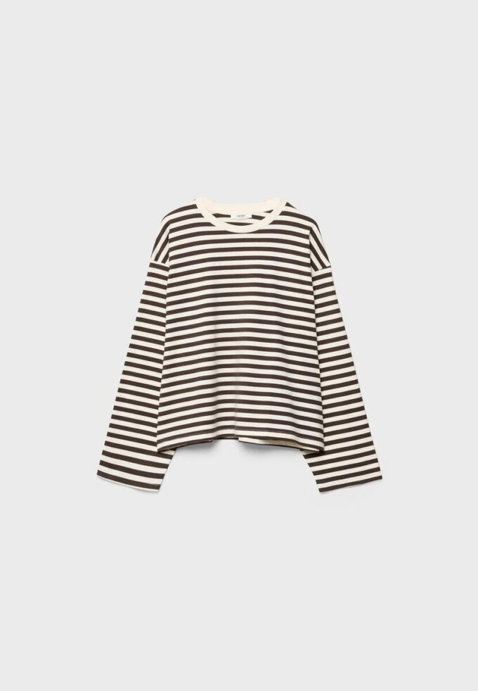 T-shirt oversize à manches longues rayé
