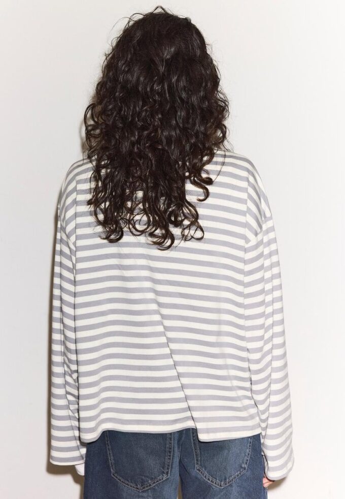 T-shirt oversize à manches longues rayé