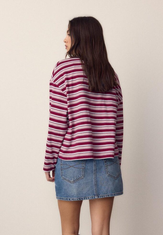 T-shirt oversize à manches longues rayé