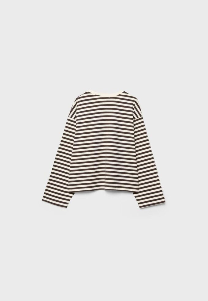 T-shirt oversize à manches longues rayé