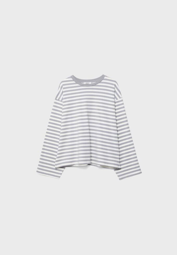 T-shirt oversize à manches longues rayé