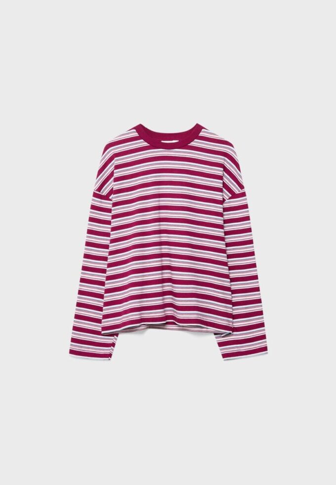 T-shirt oversize à manches longues rayé