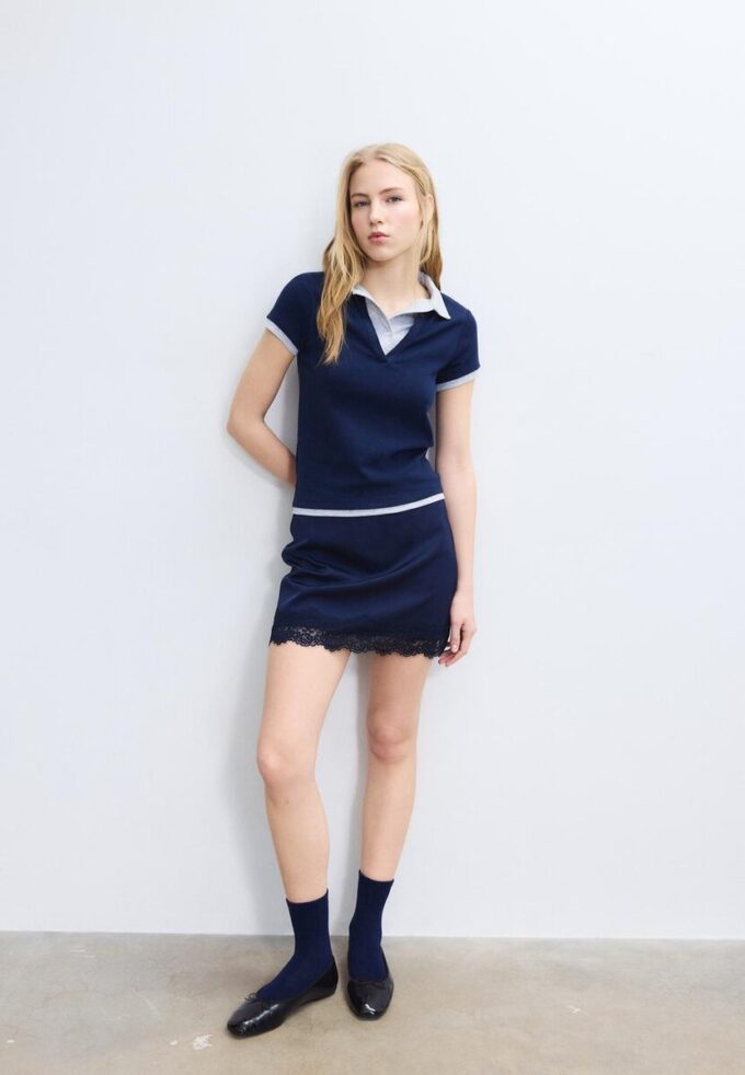 T-shirt polo à manches courtes double épaisseur