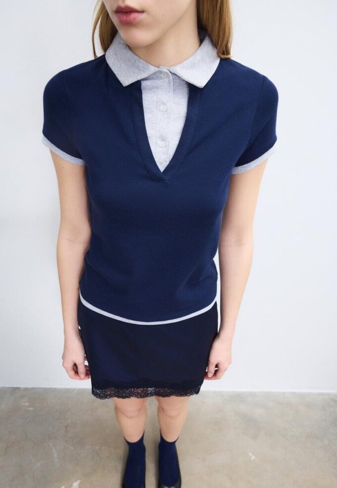 T-shirt polo à manches courtes double épaisseur