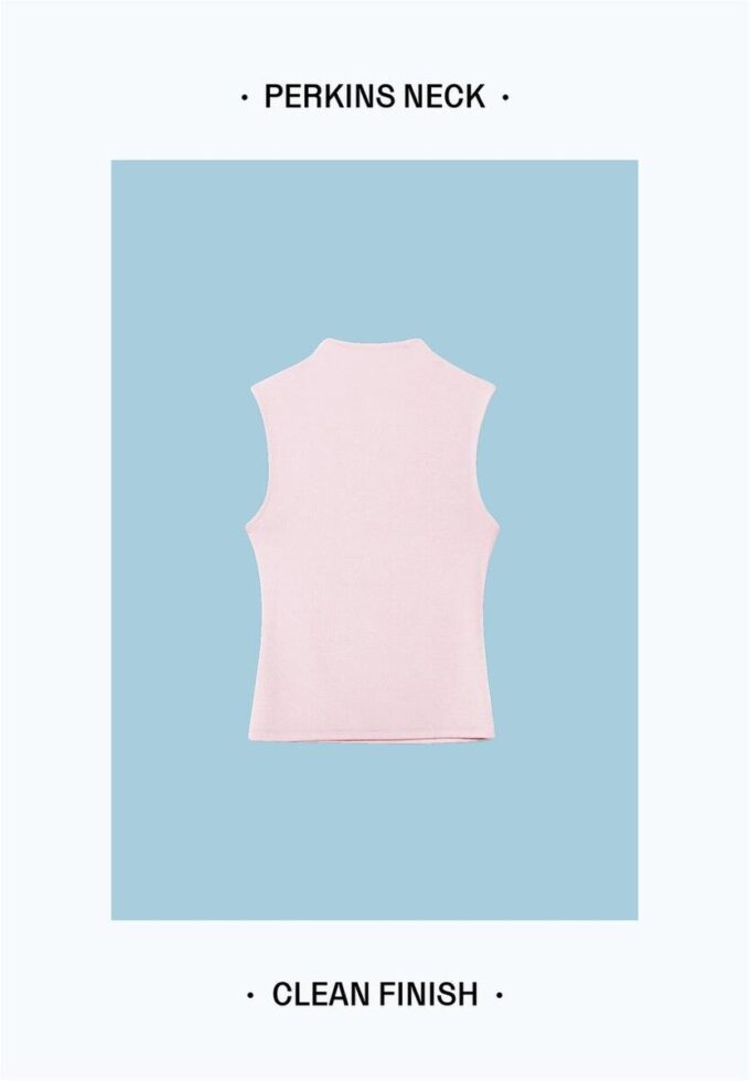 T-shirt sans manches à col cheminée