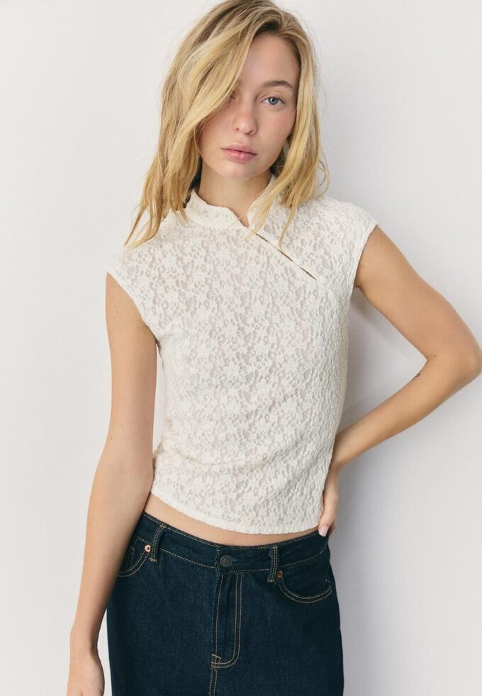 T-shirt style qipao en dentelle