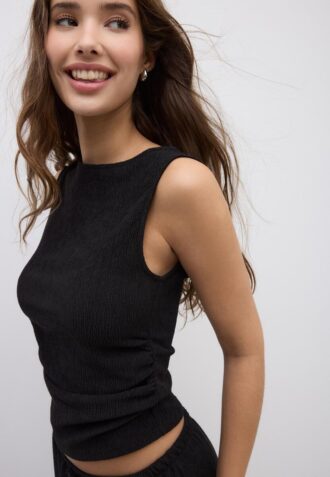 T-shirt texturé froncé