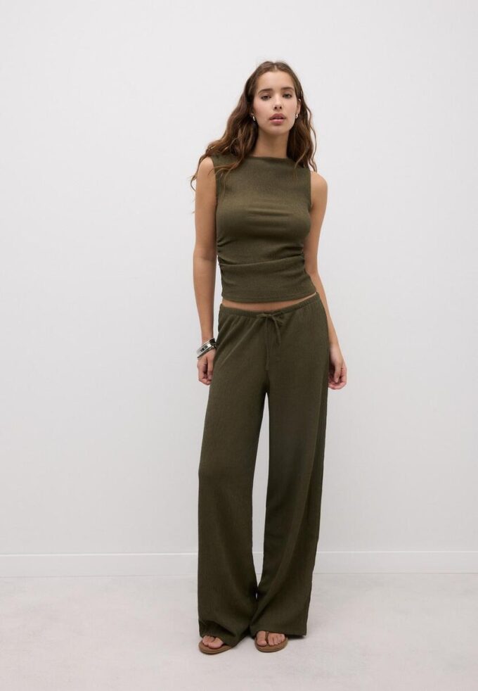 T-shirt texturé froncé