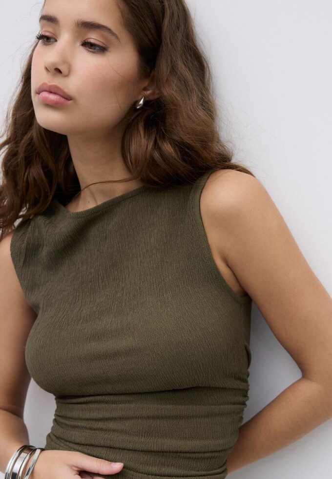 T-shirt texturé froncé