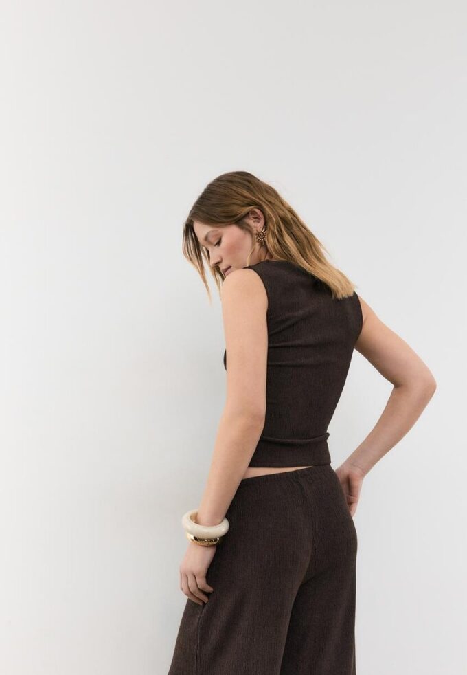 T-shirt texturé froncé