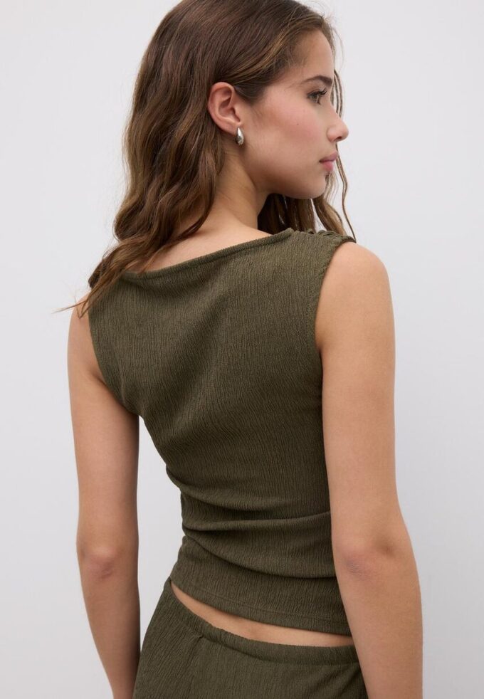 T-shirt texturé froncé