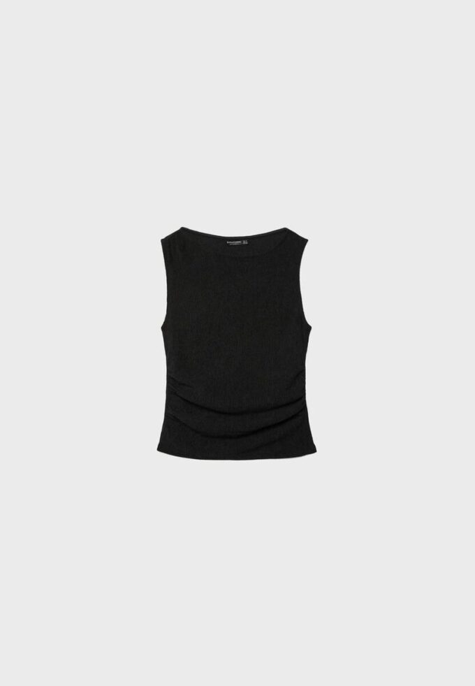 T-shirt texturé froncé