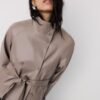 Trench-coat à col montant effet cuir