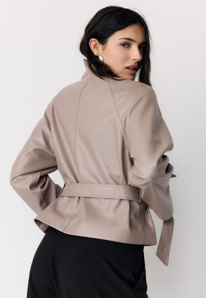 Trench-coat à col montant effet cuir