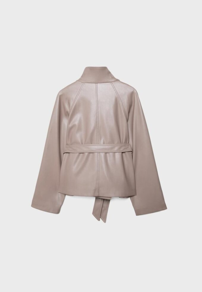 Trench-coat à col montant effet cuir