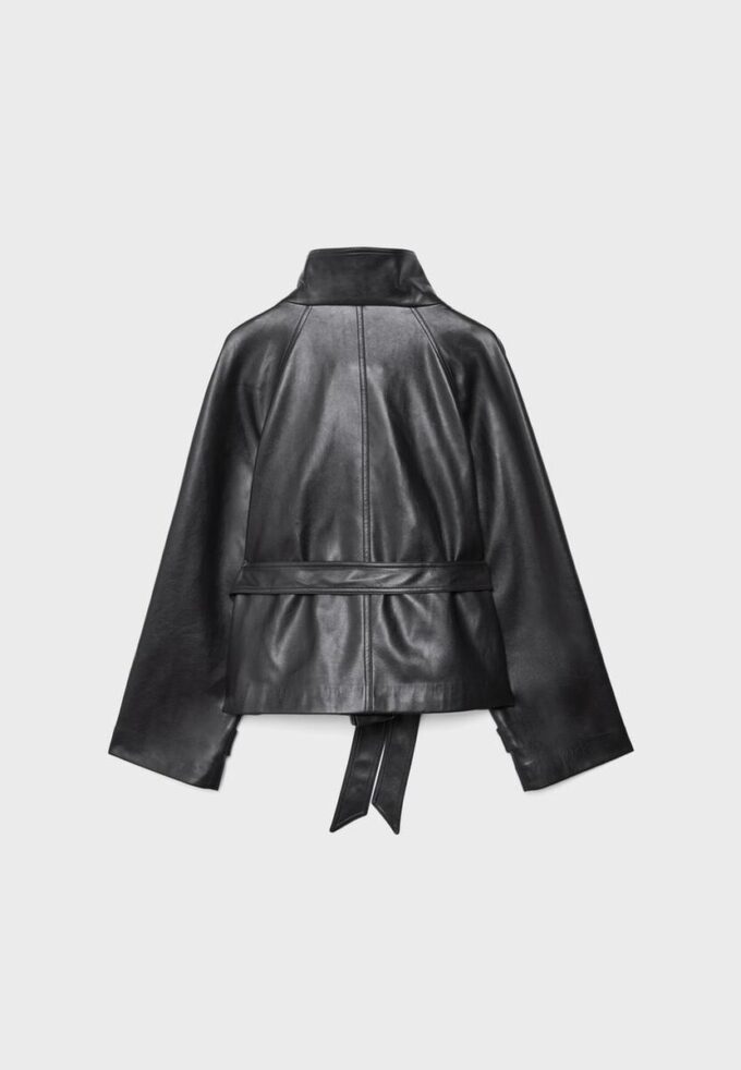 Trench-coat à col montant effet cuir