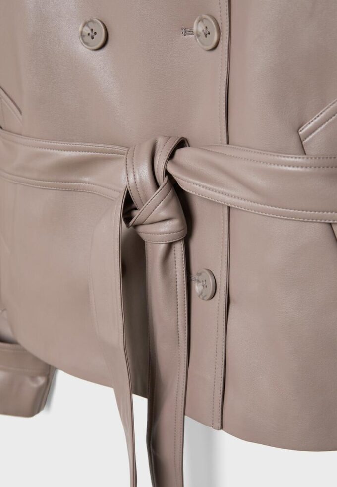 Trench-coat à col montant effet cuir