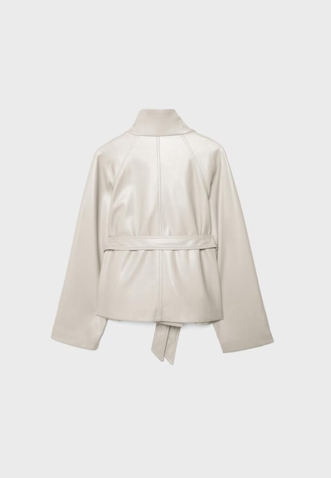 Trench-coat à col montant effet cuir