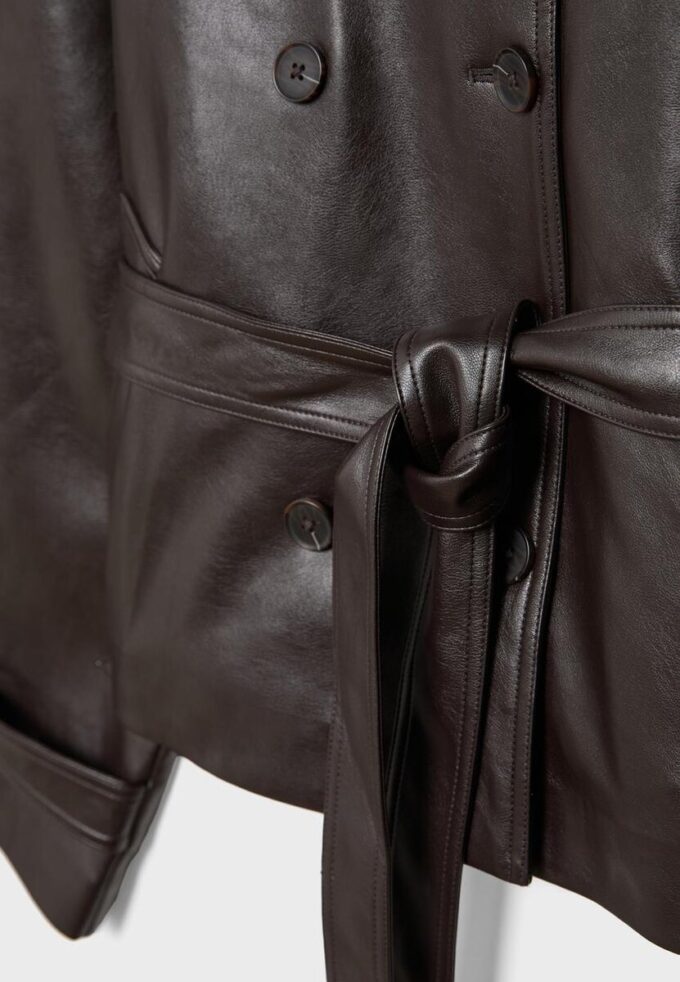 Trench-coat à col montant effet cuir