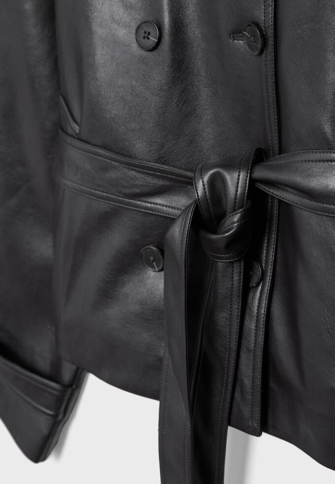 Trench-coat à col montant effet cuir