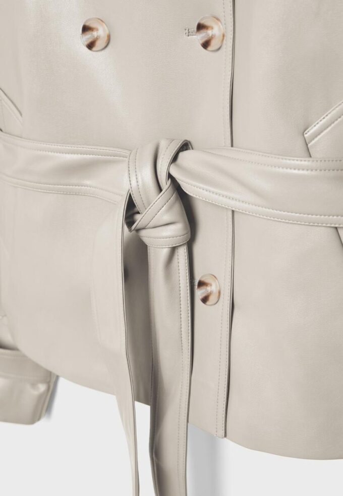 Trench-coat à col montant effet cuir