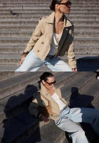 Trench-coat court à double boutonnage Trench-coat court à double boutonnage