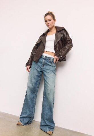 Trench-coat oversize 100 % cuir