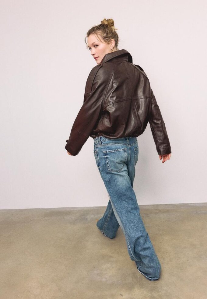 Trench-coat oversize 100 % cuir