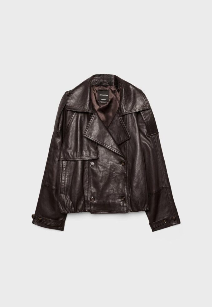 Trench-coat oversize 100 % cuir