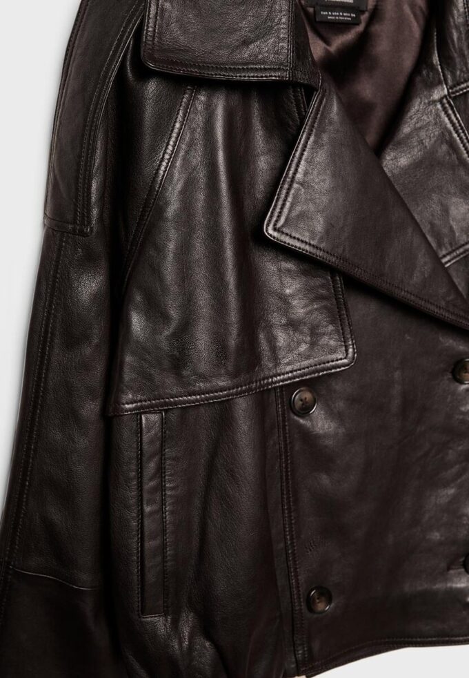 Trench-coat oversize 100 % cuir