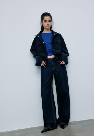 Veste aviateur douce au toucher avec poches