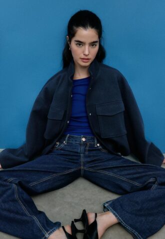 Veste aviateur douce au toucher avec poches