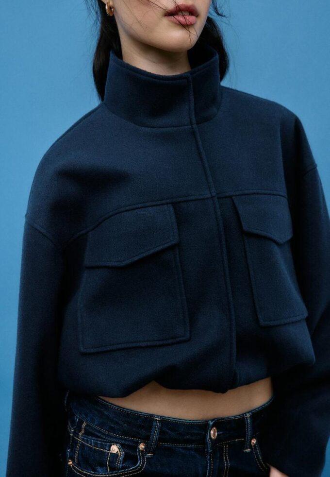 Veste aviateur douce au toucher avec poches