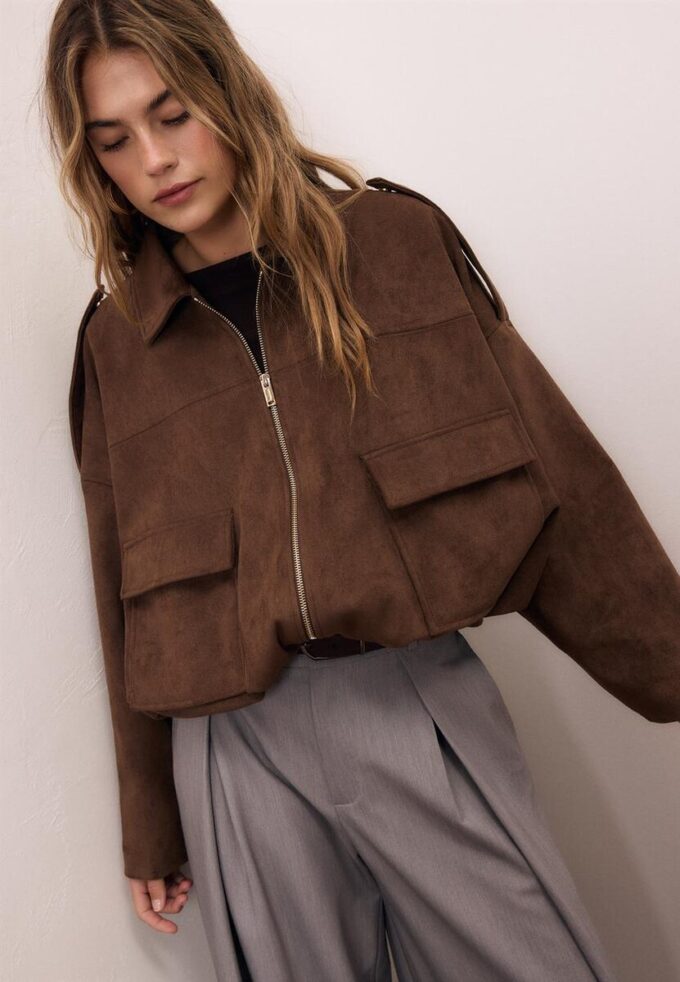 Veste aviateur en simili-suède