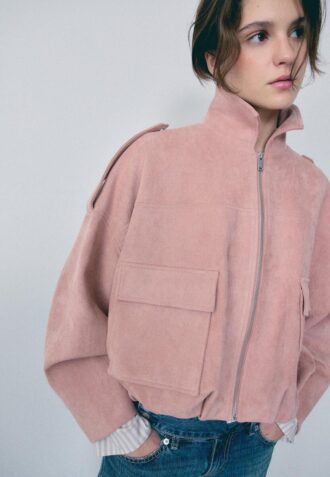 Veste aviateur en simili-suède