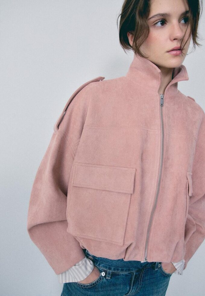 Veste aviateur en simili-suède