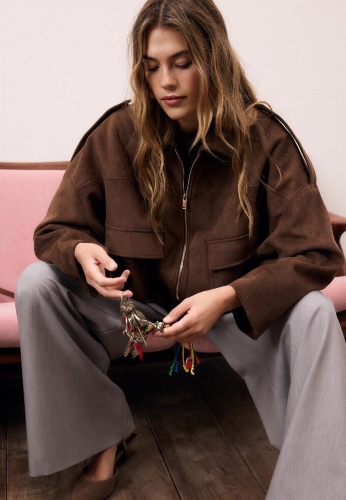 Veste aviateur en simili-suède