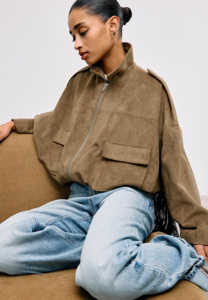 Veste aviateur en simili-suède