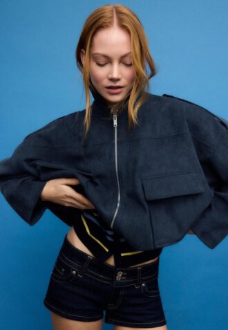 Veste aviateur en simili-suède