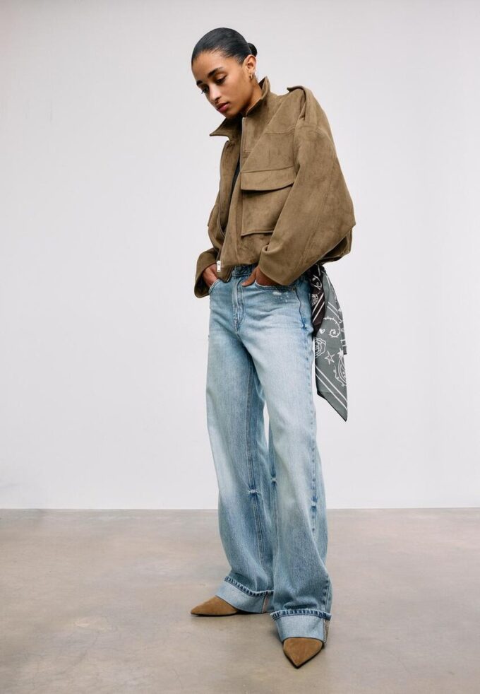 Veste aviateur en simili-suède