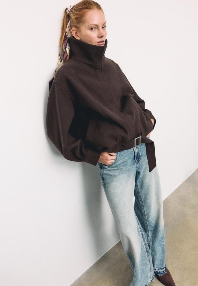 Veste aviateur oversize au Toucher doux