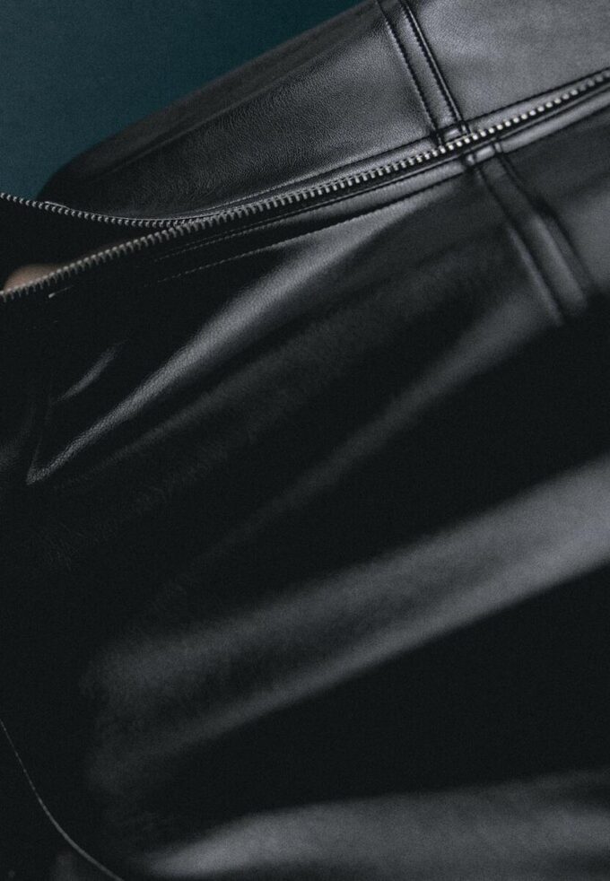 Veste ballon effet cuir avec ceinture