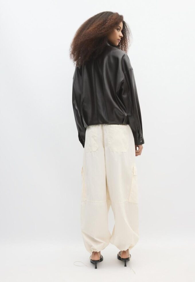 Veste ballon effet cuir avec ceinture