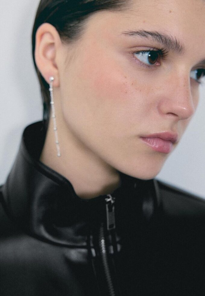 Veste ballon effet cuir avec ceinture