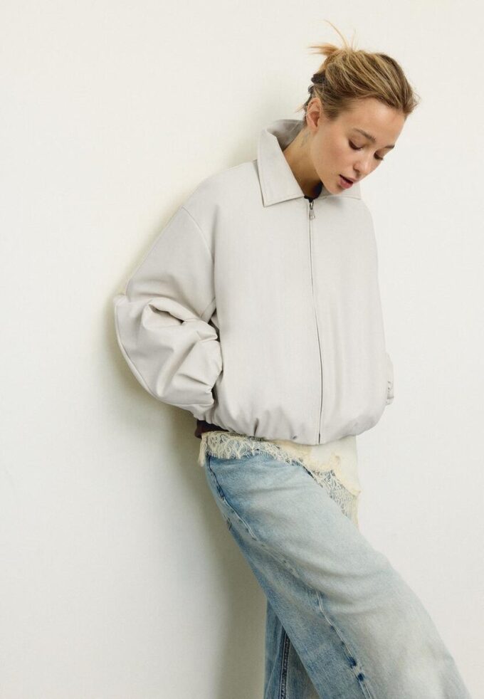 Veste bomber matelassée effet cuir