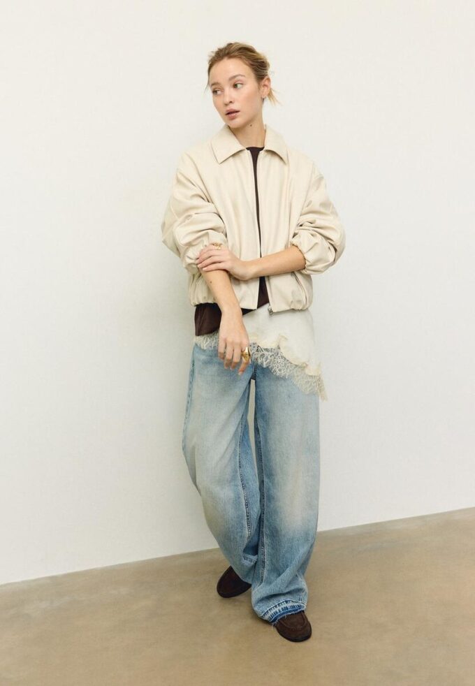 Veste bomber matelassée effet cuir