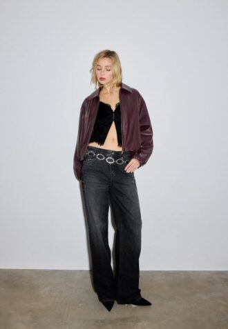 Veste bomber matelassée effet cuir