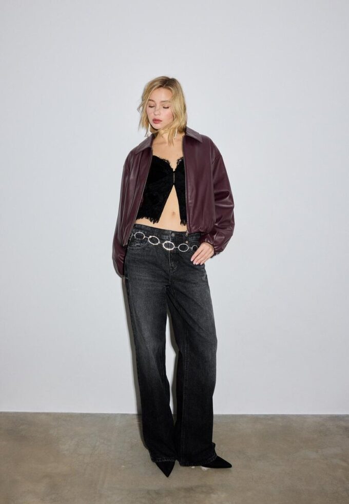 Veste bomber matelassée effet cuir